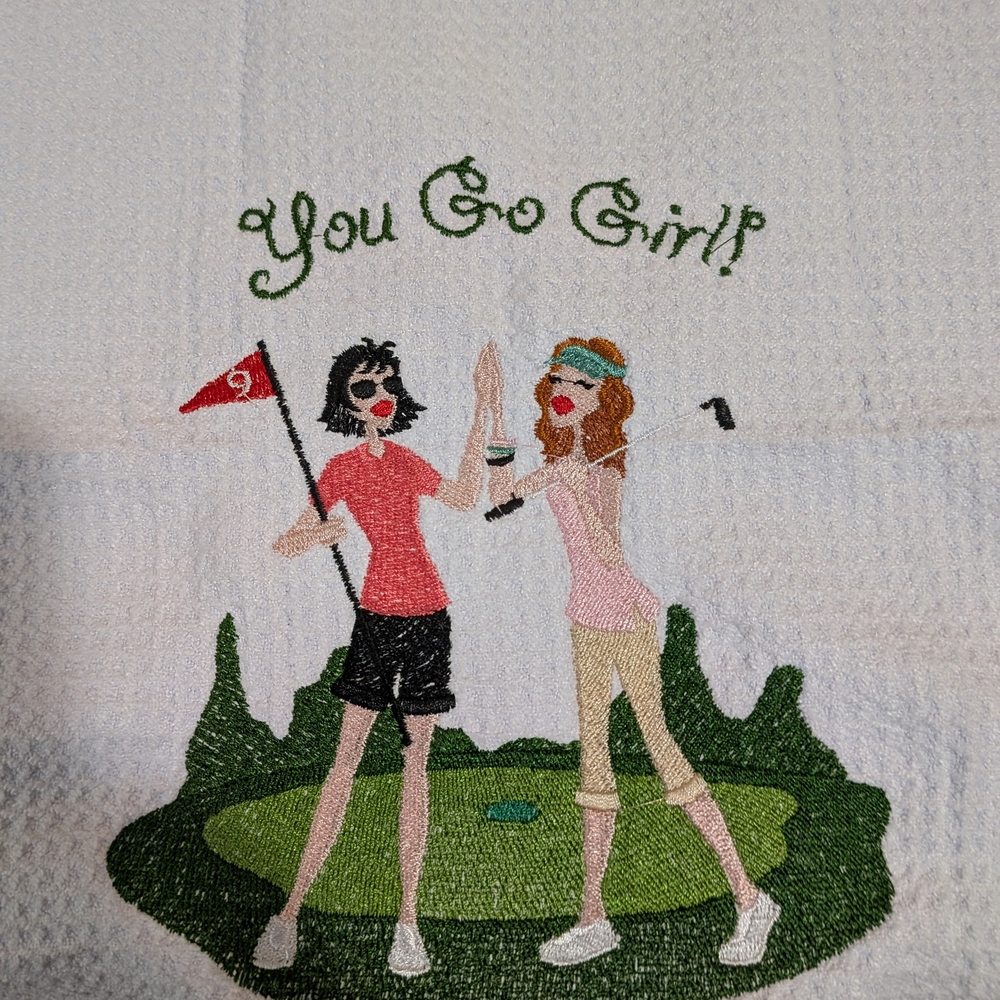 Embroidered Golf Towel with Fun Design